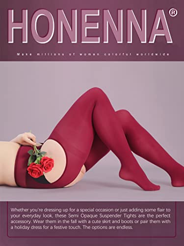 Image of HONENNA Plus Size Suspender Tights for Women, Semi Opaque Sexy Garter Belt Nylons Mock Thigh High stockings