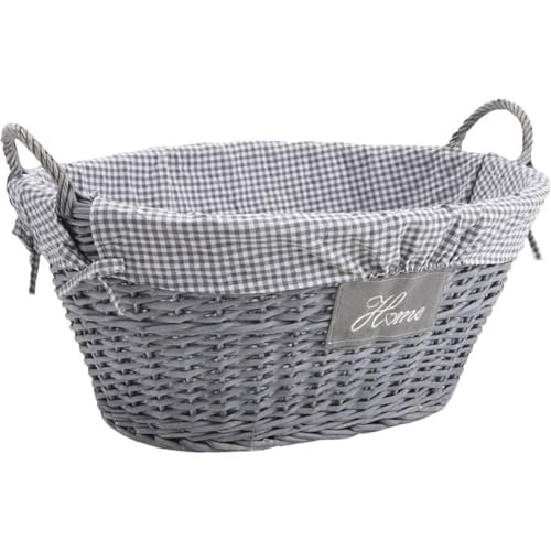 AUBRY GASPARD - Corbeille à Linge Osier Coton - Teintée Grise - Doublure Amovible 100% Coton...