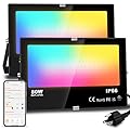 LED Flood Light Outdoor 800W Equivalent 8000LM Smart RGB Landscape Lighting with APP Control, DIY Scenes - Timing - 5700K Daylight White - Color Changing Uplight, IP66 Waterproof US Plug MELPO(2Pack)
