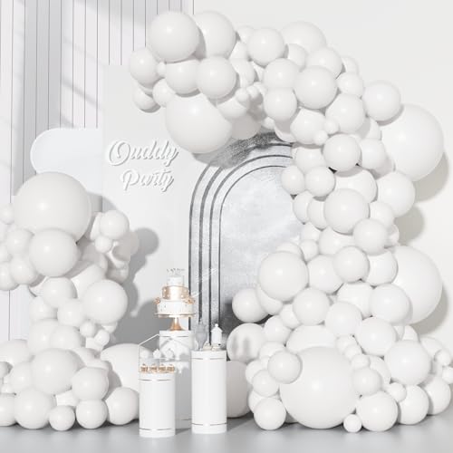 Image of Ouddy Party 129Pcs Matte White Balloon Arch Garland Kit in 18 12 10 5 Inch