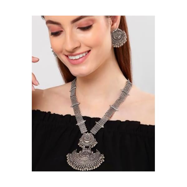 ISLANA Women Oxidised Silver Jewellery Set for Women & Girls | Necklace for Women | Choker Necklace for Women || Necklace Set for Women. - Image 6