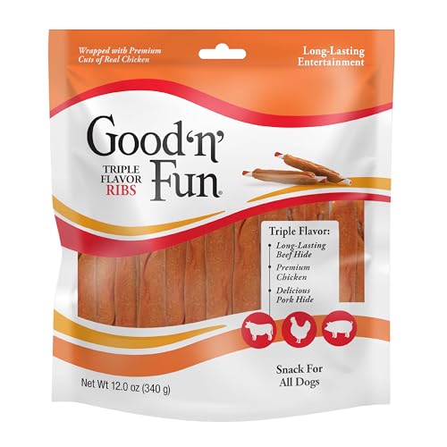 Good 'n' Fun Triple Flavor Ribs Chews 12 Oz (Pack of 3)