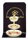 Material: Porzellan/Metall Miniatur Etagere mit Rosenmuster von Reutter Porzellan. Für 1:12 Puppenstuben