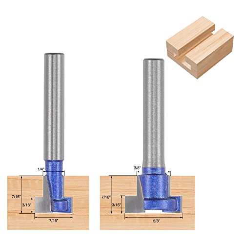 Uxcell 7/16" 5/8" Diameter Keyhole Router Bit Set 6Mm Shank With 1/2" To 6Mm Router Collet Adapter, Carbide Tipped Wood Milling T-Slot Cutter #TOP1
