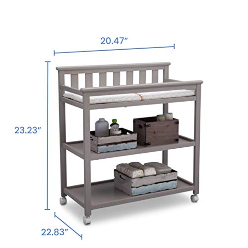 Delta Children Flat Top Changing Table With Wheels And Changing Pad - Greenguard Gold Certified, Grey #TOP4