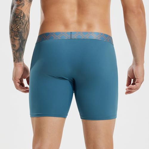 Men's Luxe Texture Stretch Boxer Brief Underwear,Big Functional Pouch with 8" Inseam,Breathable, Moisture-Wicking3
