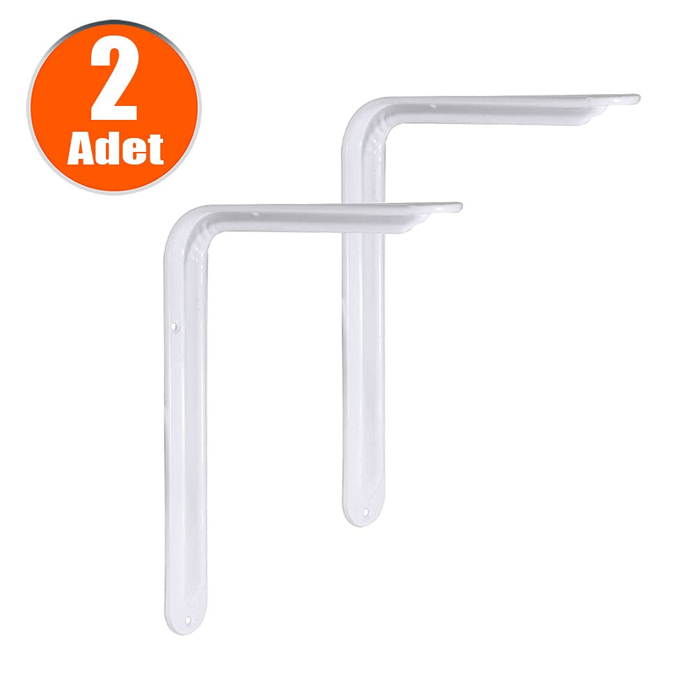 FEYZAYAPI Raf Altı Ayak Raf Tutucu L Demir 19 x 26 cm Beyaz Montaj Aparatı (2 ADET)