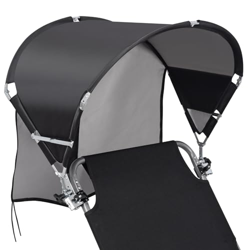 Universal Chair Umbrella Canopy, UPF 50+ Chair Sun Shade Attachment with Adjustable Clamp Fits Most Brands’ Beach, Camping, Lawn, Wheelchair, Tanning, Zero Gravity, Lounge, Fishing Chairs, Patented