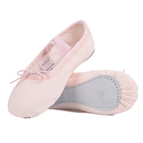 RUQIJI Canvas Ballet Shoes for Girls/Toddlers/Kids/Women, Ballet Practice Shoes/Full Sole Ballet Slippers/Better Fit Dance Shoes