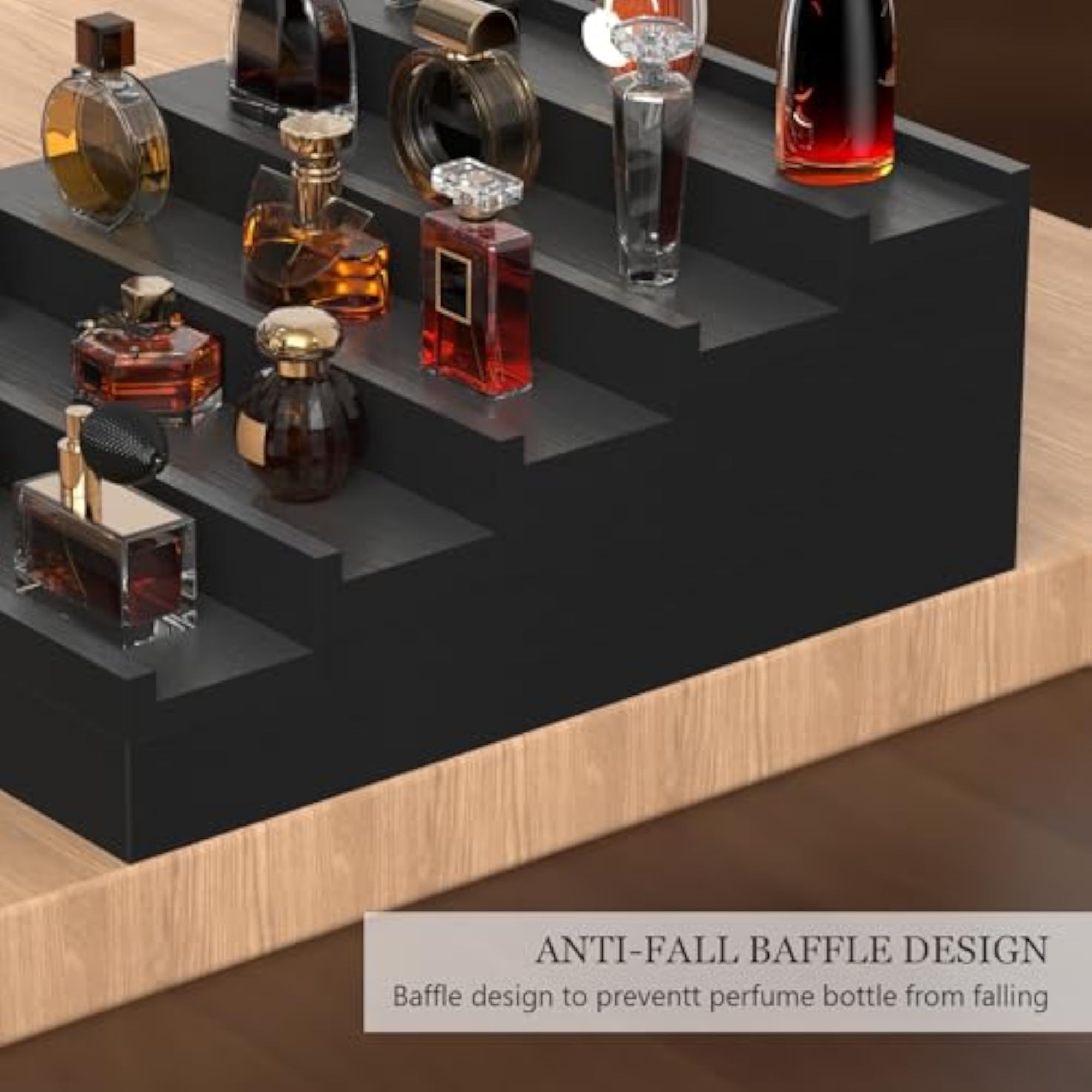 Zalida Wooden Cologne Organizer for Men, 5 Tier Perfume Display Holder