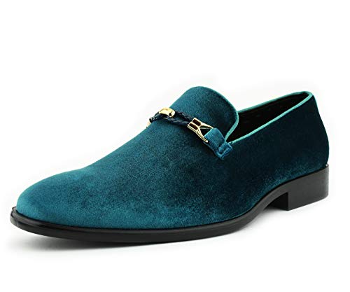 Amali Aller, Mens Casual Shoes - Loafers Men Slip on Shoes - Man Made Velvet Men's Slippers with Metal and Knitted Buckle - Mens Tuxedo Shoes