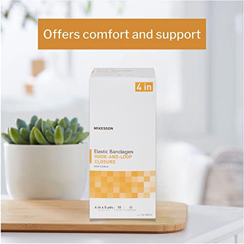 Mckesson Elastic Bandages, Non-Sterile, Hook And Loop Closure, 4 In X 5 Yd, 10 Count, 1 Pack #TOP2