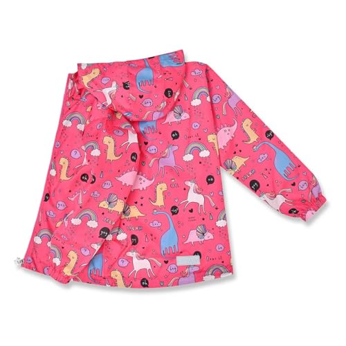 Image of MGEOY Girls Rain Jacket Lightweight Waterproof Hooded Cotton Lined Raincoat Windbreaker for Kids Size 4-12 Years