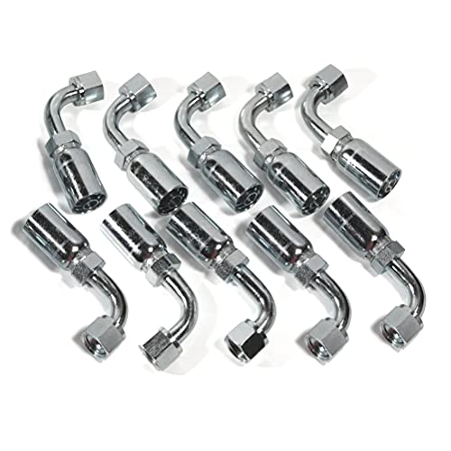 Image of 5 /8 inch Hose x 5 /8 inch JIC 37 Female 90 Hydraulic Hose End Elbow Crimp Fitting | FJX90-10-10 (10-Pack)