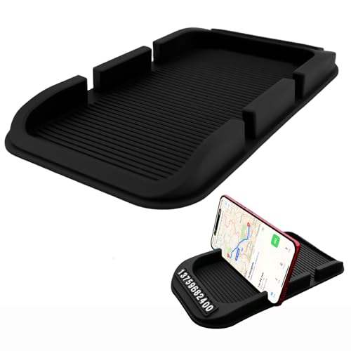 Vassoio per cruscotto, 3 in 1, per auto, colore nero, antiscivolo, per cruscotto, auto, cruscotto, multifunzione, antiscivolo, per decorazioni auto, case, cucina, camera da letto