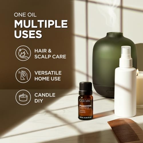 Image of 100% Pure Peppermint Essential Oil - 0.34 Fl Oz - Peppermint Oil for Hair, Skin, Diffuser, Aromatherapy & DIY Candle Making Scent