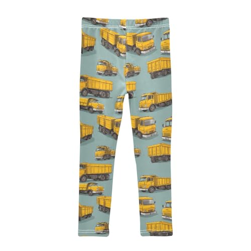 Girls Leggings Under Construction Transport Yellow Trucks Soft Toddler Leggings for Girls Kids Pants Size 4T-10T2