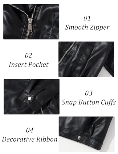 Happy Cherry Boys Girls Faux Leather Jacket Motorcycle Biker Leather Jackets PU Spring Autumn Outerwear3