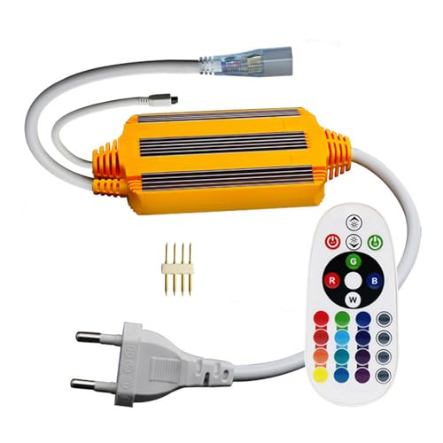FOLGEMIR Transformateur d'alimentation 220V pour bande LED RGB 5050, étanche IP68, avec télécommande infrarouge à 24 boutons, SEUL transformateur, PAS de bande