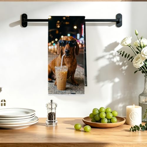 Image of Hanamiya Na Funny Dachshund Kitchen Towels 24x14 Inch, Dachshund Gifts Reusable Dish Towels for Kitchen Bathroom Decor, Waffle Weave Absorbent Tea Towel, Weiner Dog Gifts for Women Mom Friend