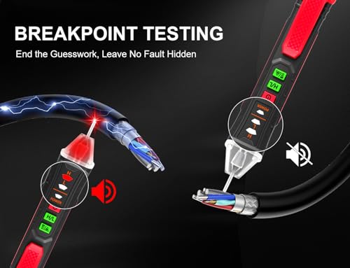 Image of NJTY Non-Contact Voltage Tester with Laser Guide, 12V-1000V Dual Range Electrical Tester Pen, Professional AC Circuit Detector with LED Flashlight, Sound and Light Alarm (Batteries Included)