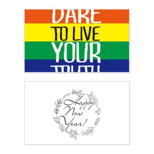 Tarjeta conmemorativa de año nuevo con diseño premium de la bandera arcoíris LGBT