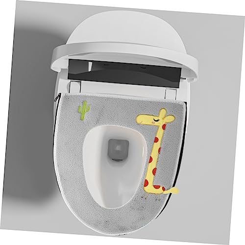 Cojín de lana para asiento de inodoro PRETYZOOM gris lavable 7