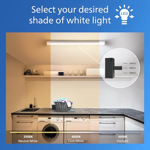 Image of Philips LED 2-Pack 4FT High Brightness Utility Garage Shop Batten Strip Fixture, Hardwired, 3800 /4300 /5200lm, CCT 3500 /4000 /5000K, 50,000 Hours, Damp Rated, 120-277V - Basement Ceiling Undercabinet