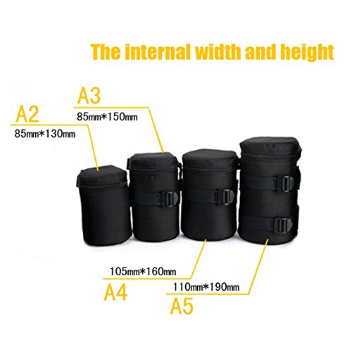 Andux Padded Nylon Waterproof Dustproof Camera Lens Holster Pouch Bag Cover With Belt Loop Black Xj/Tb01 A4 160Mm #TOP3