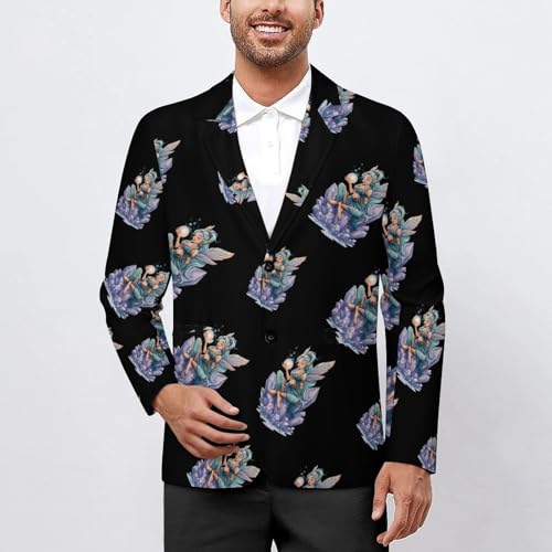 Fairy Men's Blazer Printed Button Suit Jacket Slim Sport Coat Blazers2
