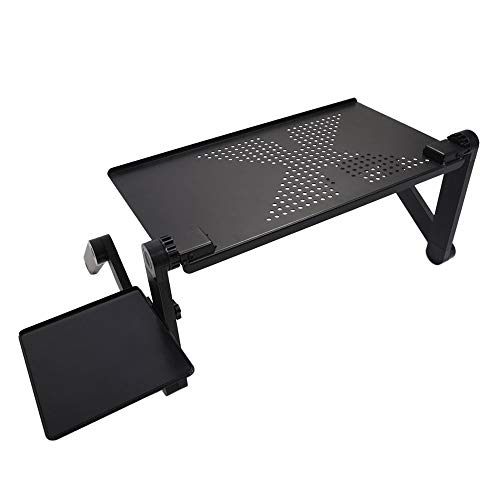Alppq Mesa Plegable portátil Plegable Ajustable para Escritorio de computadora portátil Bandeja de Soporte portátil para sofá Cama Negro