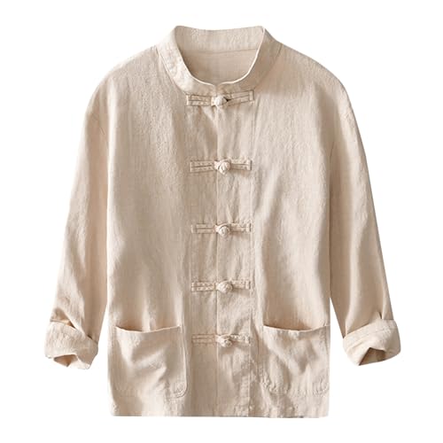 Camisa Manga Larga Hombre Camisa Hombre Manga Larga Verano Antiarrugas Camisas Verano Hawaianas Hombre Manga Corta 02-Caqui,L