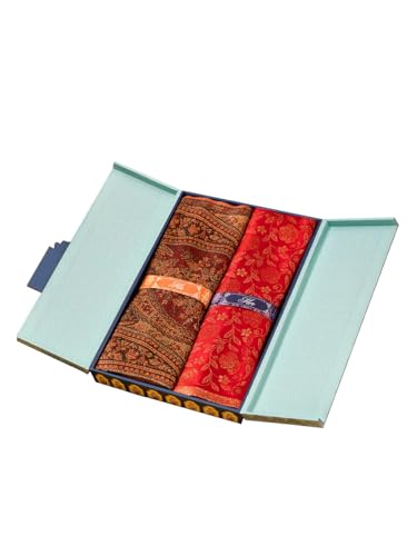 Image of Pashmoda His and Her Gift Set of Jamawar Shawl and Kaani Stole With Wooden Gift Box