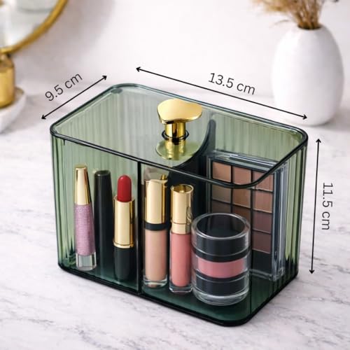 Image of KiZY Cotton Swab Holders, Acrylic Cotton Pad Holder, Qtip Holder with Lid, for Bathroom Canister Storage Organization, Vanity Cosmetic Makeup Organizer (Green, B)