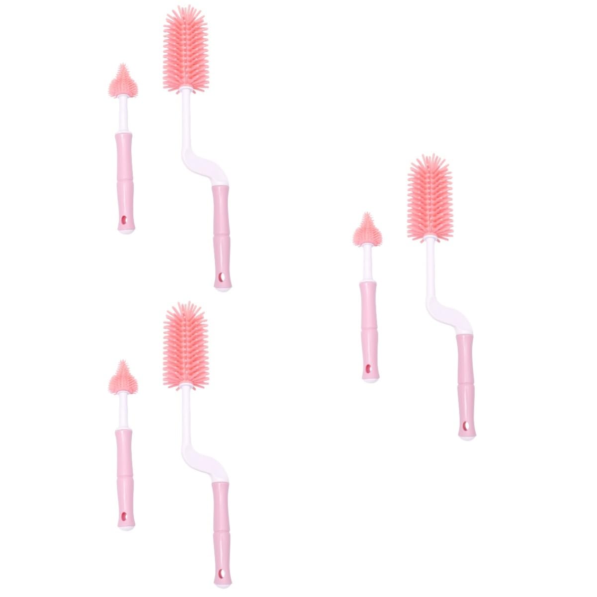 TOYANDONA 3juegos Cepillos para Limpiar Biberones y Chupetes Accesorios De Limpieza para Bebés Color Rosa Práctico y Ligero para Uso Casa y Viajes