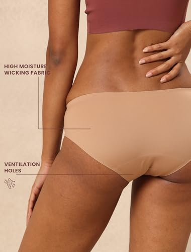 Image of Krvvy Low Waist Mid Coverage Seamless Bikini Panty for Women | Ultrasoft Underwear with 100% Cotton Gusset & Ventilation Holes