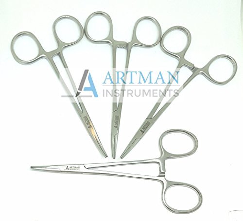 Artery forceps Set of 2 Curved & Straight 5 inches Blue Plasma Mosquitoes Precision kelly Hemostats for Nurses, Fishing Forceps, Fly Tying, Crafts and Hobby forceps Clamps Artman instruments