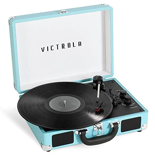 Image of Victrola Journey+ Bluetooth Suitcase Record Player - Built-In Speakers, 33-1 /3, 45 & 78 RPM Vinyl Record Player, RCA Out, Headphone Jack, Wireless Streaming (Turquoise)