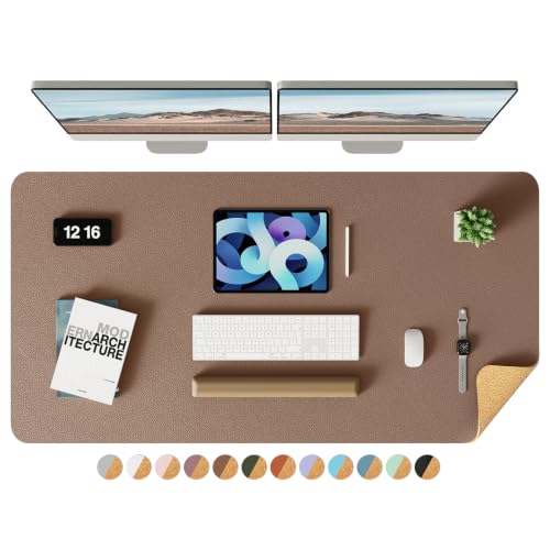 Image of YSAGi Double-Sided Desk Pad, Leather Desk Mat, Eco Cork Desk Pad Protector,Large Mouse Pad,Waterproof Desk Blotter for Office /Home (Coffee+Cork, 47.2 inch x 23.6 inch)