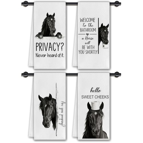 CosxHabitat Funny Horse Hand Towels for Bathroom Decor, Horse Gift for Wome Kids, 16x24 Inches Set of 4