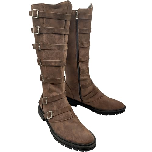 JUNQIAKO Unisex Medieval Pirate Boots Men's Renaissance Boot Halloween PU Leather Costume Boot Gothic Cosplay Shoes by JUNQIAKO - Used condition - US$27.26