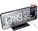 DollaTek Radio Projection réveil LED Grand écran Affichage température et humidité Horloge électronique pour Cadeau de Cuisine de Chambre à Coucher - Coque Noire Blanc numérique