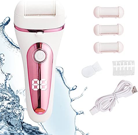 Mamibot Electric Callus Remover for feet, Waterproof Rechargeable Foot Files, 3-in-1 Pro Pedicure Tools with 3 Roller Heads 2 Speeds, Battery Display, Pink
