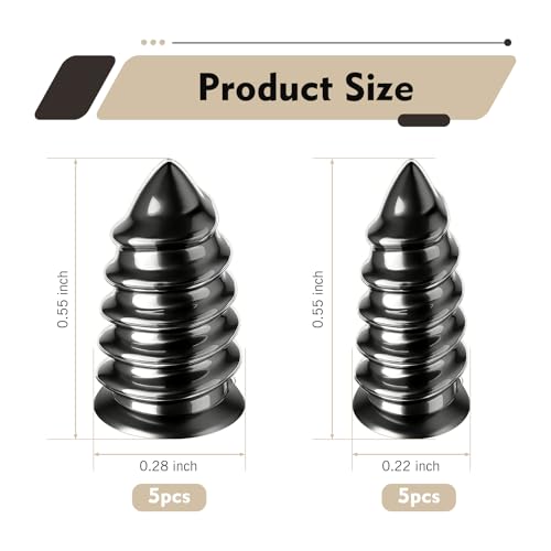 Yidcidu 10PCS Tire Plugs Screw Type, 2 Sizes Vacuum Tire Repair Rubber Nail, Spiral Screw Plugs for Motorcycle Tractor Truck and Vehicle Puncture Repair (Black)