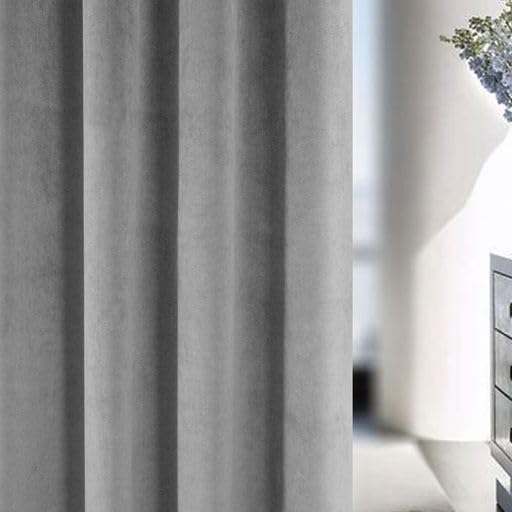 Enhanced Living Velvet Grey Thermal Door Curtains 100% Blackout Door Curtain Tape Top