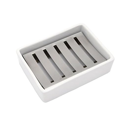 Lofekea Keramik Seifenschale, Edelstahl Seifenhalter für Bad und Dusche, Double Layer Draining Soap Box