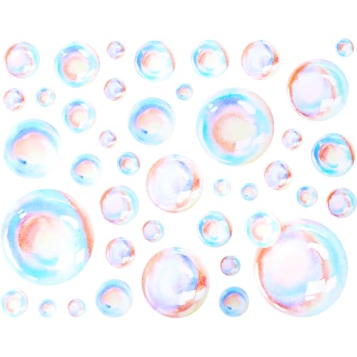 2 PCS Colorful Bubbles Stickers, Ocean Bathroom Decor, Bubbles Wall Decal Mermaid Decor Cutouts Ocean Bubble Stickers for Mermaid Baby Shower Kids Room Bathroom Wall