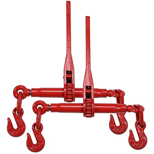 US Cargo Control Ratchet Load Binders for 5/16 Inch Grade 70 or 80 Chain (2-Pack) - 5,400 LBS Working Load Limit, Heavy Duty Chain Binders 5/16 to 3/8, Smooth Ratcheting Reduces Chance of Recoil