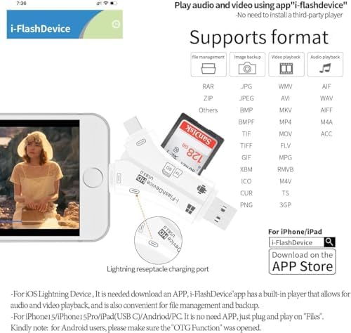 [Certifié MFi] Lecteur de Carte SD USB 3.0 Portable pour iPhone, Android et Mac - Transfert à 100 MB/s - Description