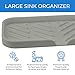 Luxet Sponge Holder for Kitchen Sink Organizer Tray [Updated Version with Drain Lip] Self Draining Sink Caddy for Dish Soap Dispenser Scrubber Brushes Bottle Dryer Kitchen Accessories Gadgets, Grey